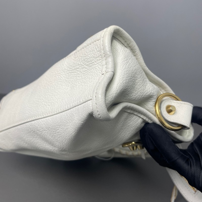 Balenciaga 白色 金扣 city機車包-19