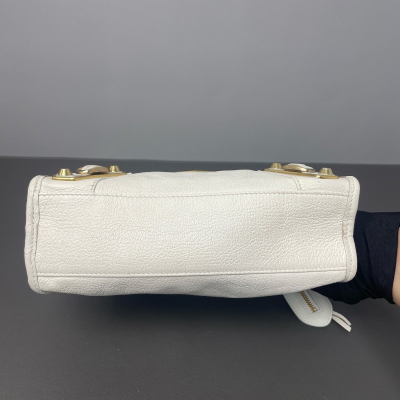 Balenciaga 白色 金扣 city機車包-23