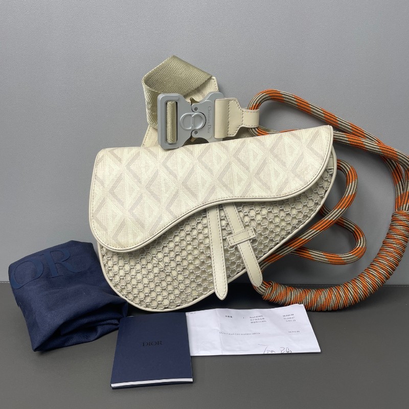 Dior Nautic 新款CD Diamond馬鞍包 白色肩背包斜背包-0