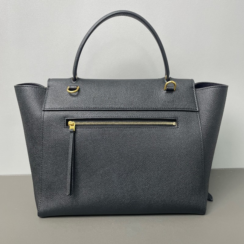 Celine Belt鮎魚包黑色荔枝牛皮手提包肩背包-1