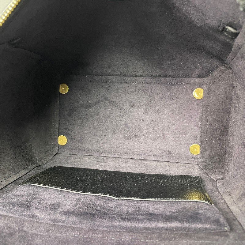 Celine Belt鮎魚包黑色荔枝牛皮手提包肩背包-8