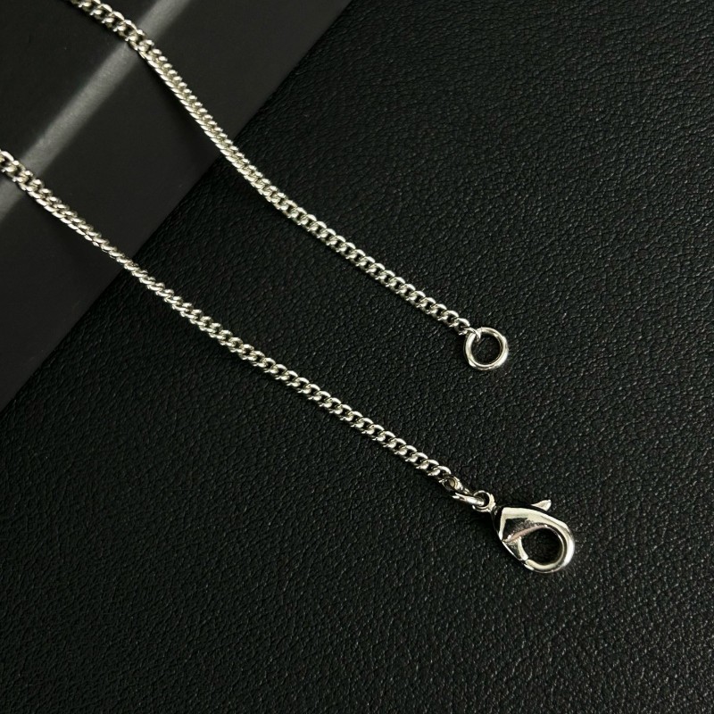 CHANEL 粉白方鑽大雙C項鍊 銀色鏈條搭配粉色與透明水鑽-5