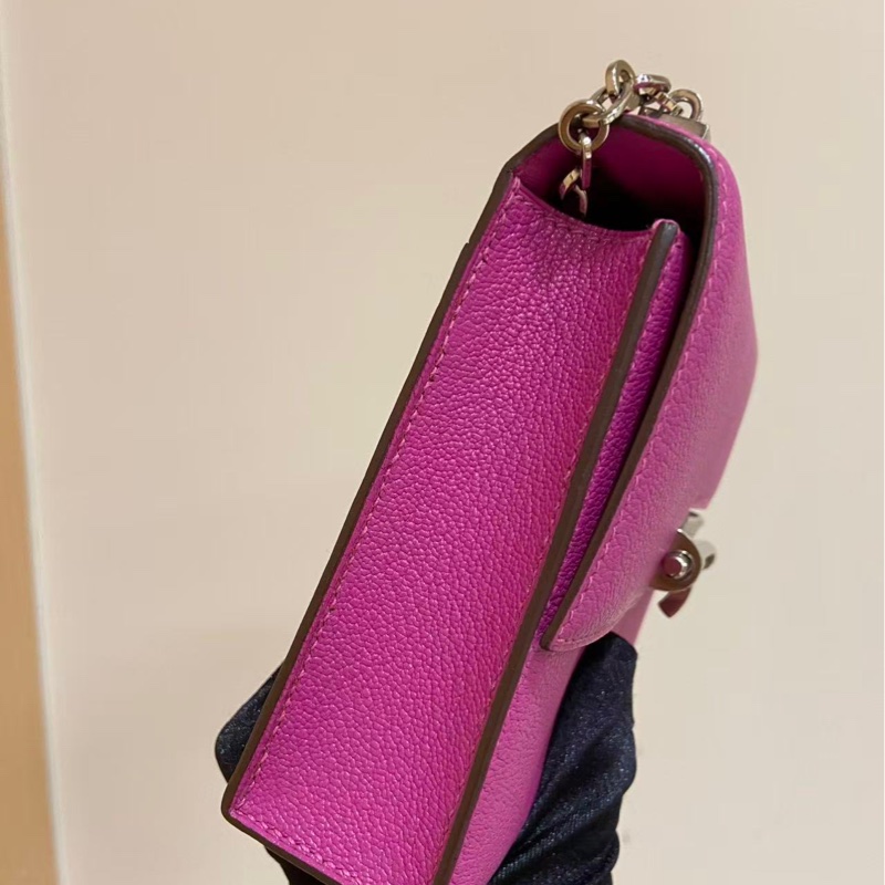 🌈Hermes💜Mini Verrou手槍包💜L3玫瑰紫銀扣🌈98.5新🌟山羊皮🌟-2