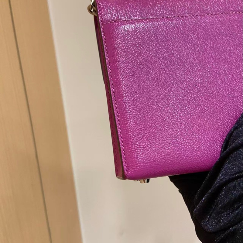 🌈Hermes💜Mini Verrou手槍包💜L3玫瑰紫銀扣🌈98.5新🌟山羊皮🌟-7