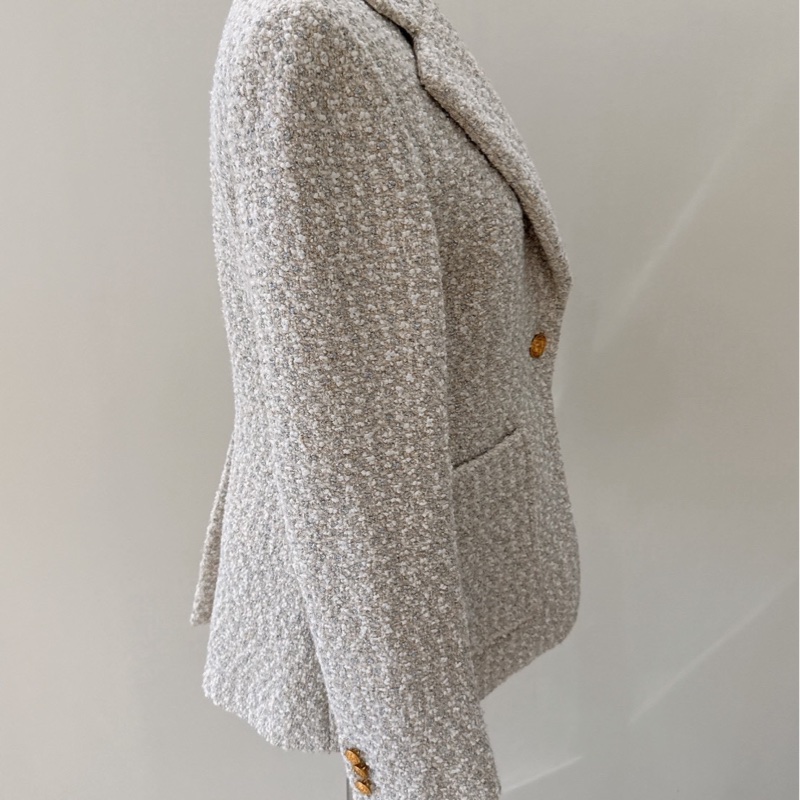 LV 米色學院風粗毛呢西裝外套 36碼 王心凌同款-2