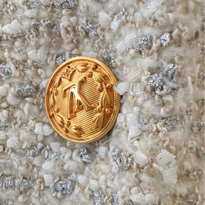 LV 米色學院風粗毛呢西裝外套 36碼 王心凌同款-5