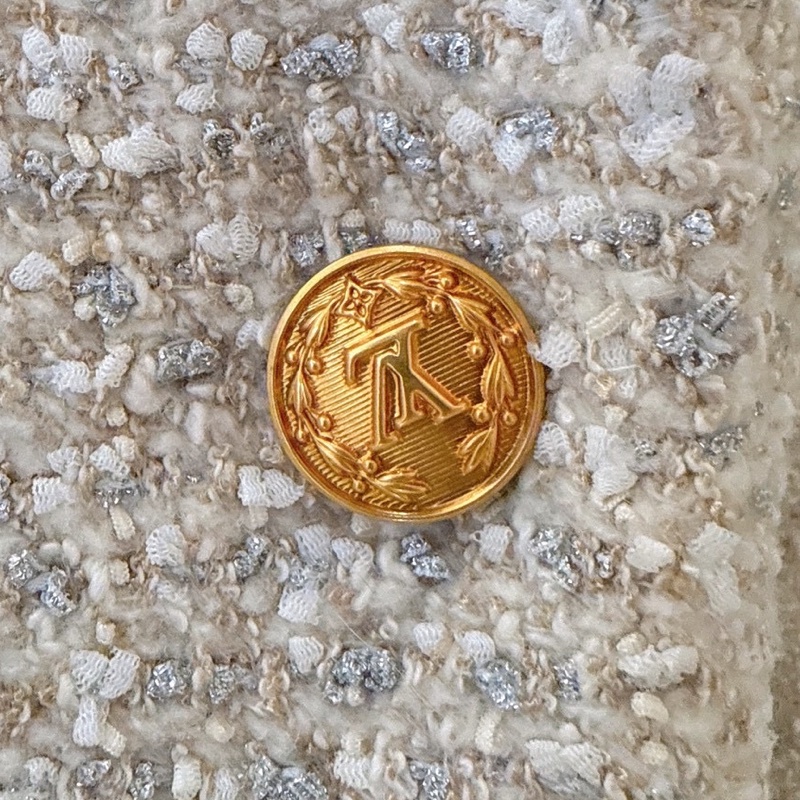 LV 米色學院風粗毛呢西裝外套 36碼 王心凌同款-6