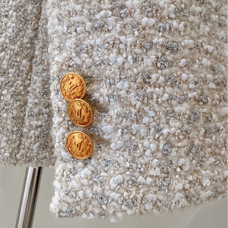 LV 米色學院風粗毛呢西裝外套 36碼 王心凌同款-7