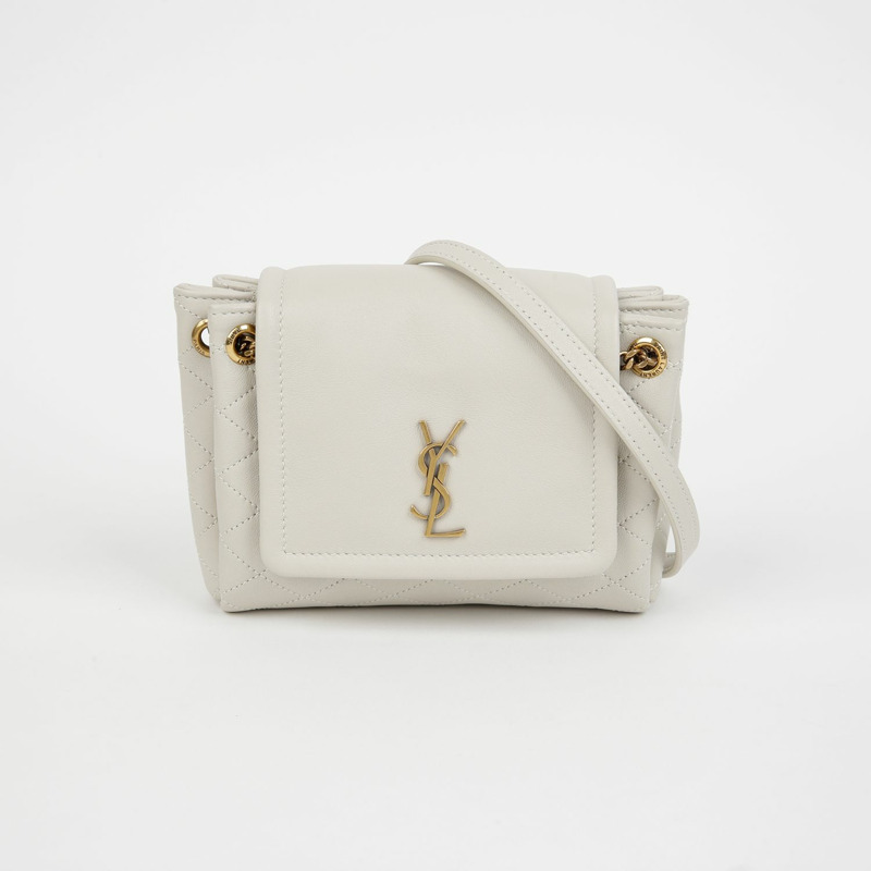 【包稅】SAINT LAURENT 迷你 Norita 皮革鏈條肩帶單肩包 672738-1