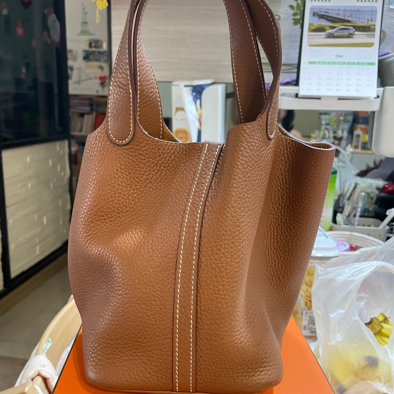 Picotin Lock 18CM TC皮革牛皮桶包(金棕/金釦/Z刻)-8