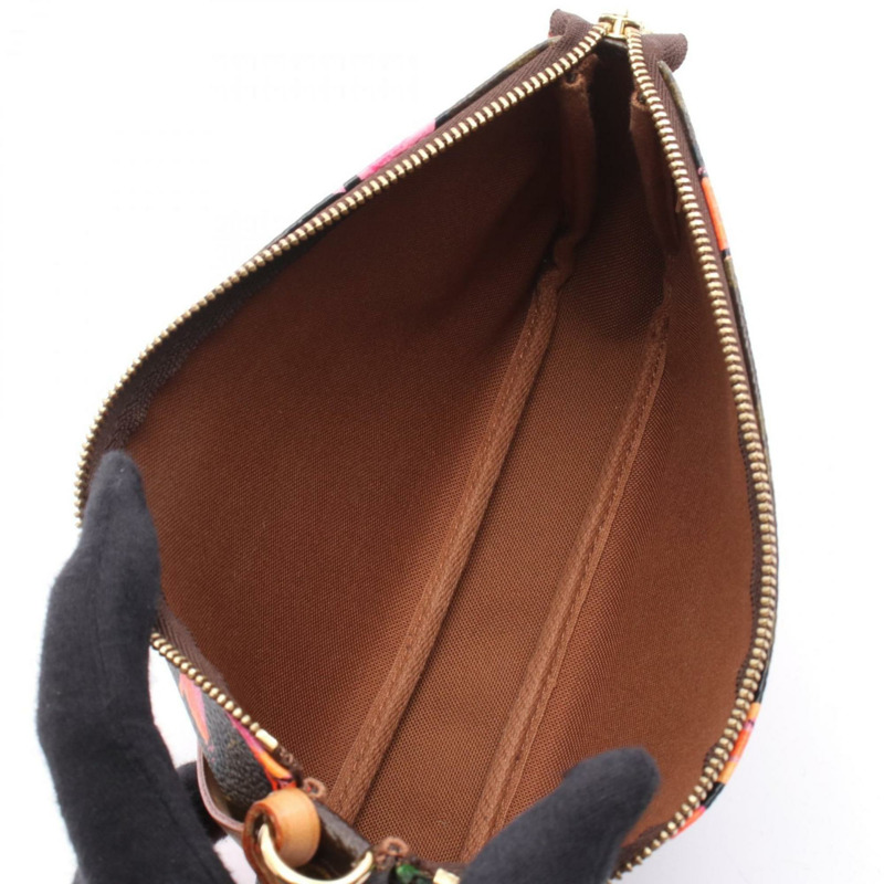 路易威登 Pochette Accessoires 手提包,塗層帆布和皮革,Monogram Rose 圖案,女士,棕色,多色,M48615-2