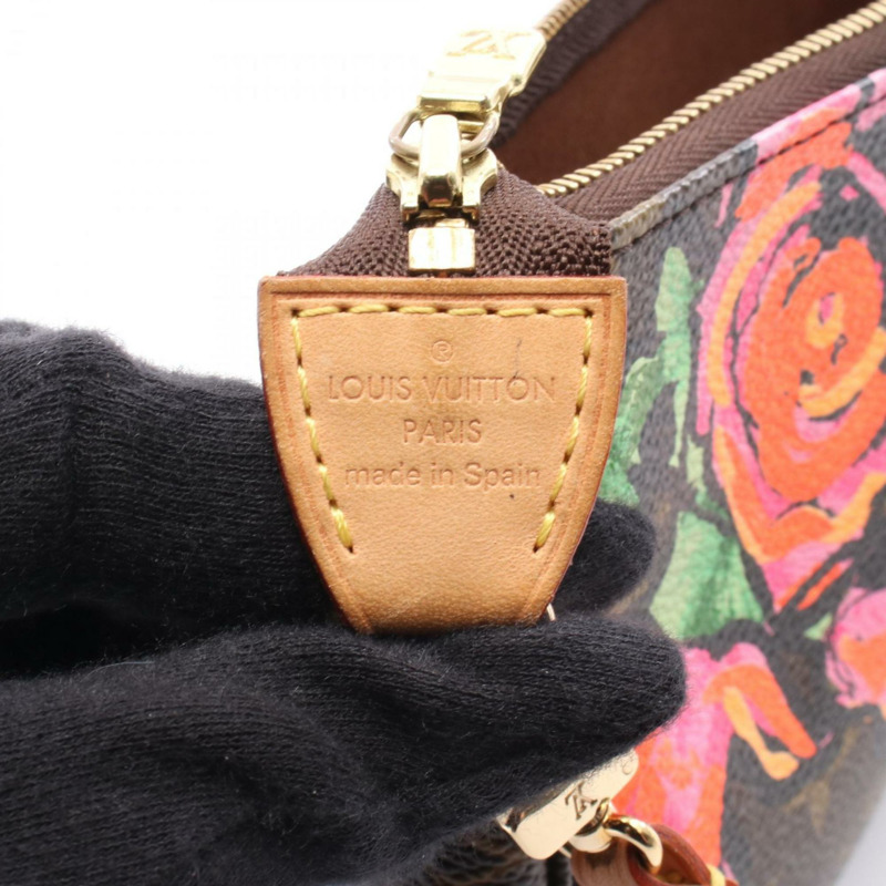 路易威登 Pochette Accessoires 手提包,塗層帆布和皮革,Monogram Rose 圖案,女士,棕色,多色,M48615-3