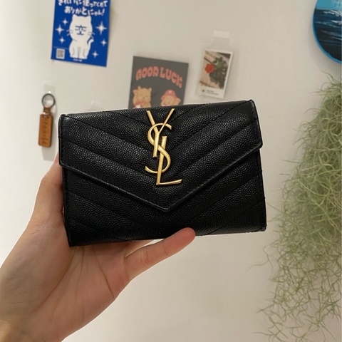 Saint Laurent魚子醬卡扣式零錢包/卡包