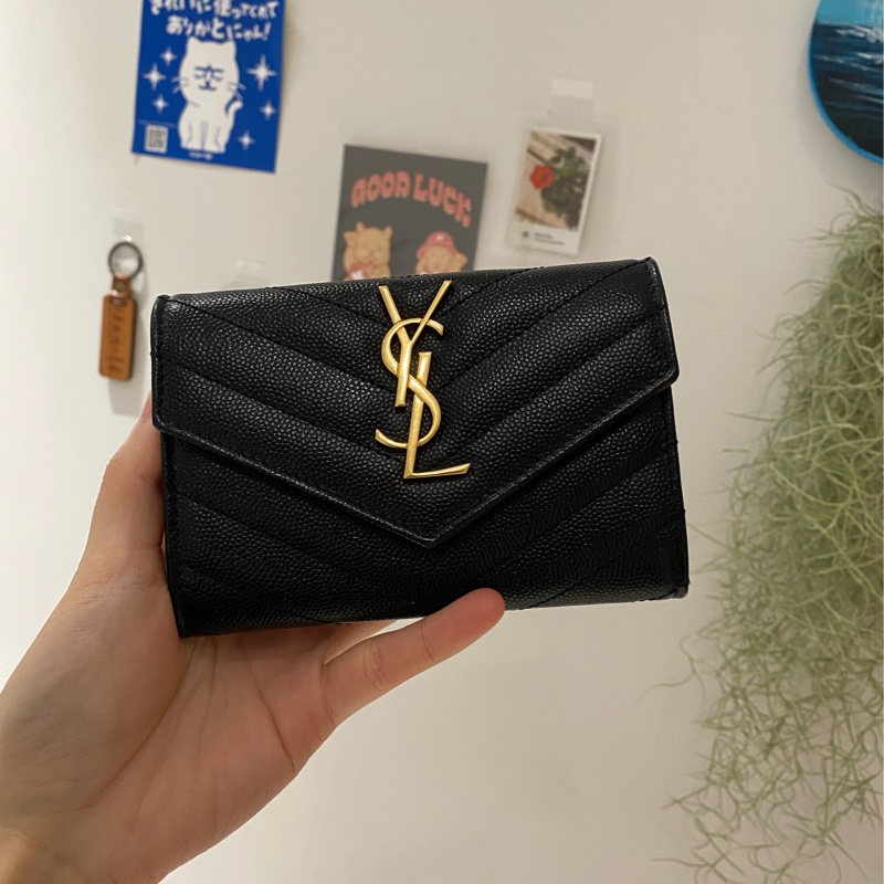 Saint Laurent魚子醬卡扣式零錢包/卡包-0