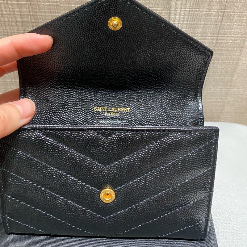 Saint Laurent魚子醬卡扣式零錢包/卡包-3