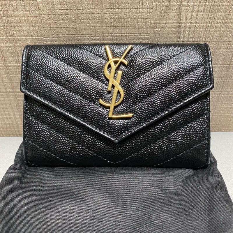 Saint Laurent魚子醬卡扣式零錢包/卡包-5