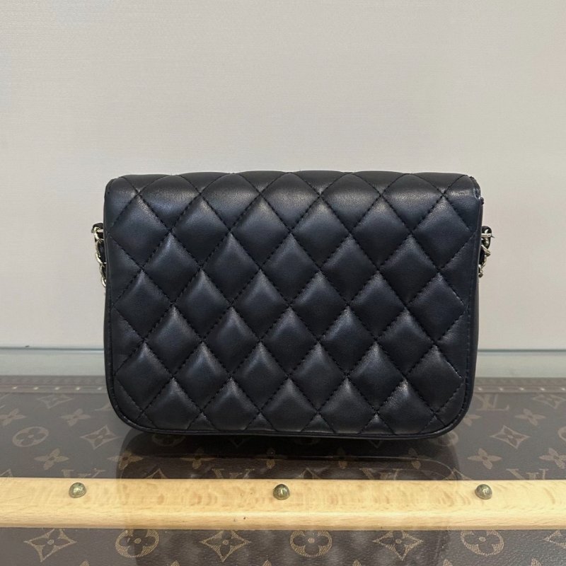 CHANEL黑金菱格紋羊皮雙子星子母鏈條包 19*13*3 98新配件保卡塵袋-5