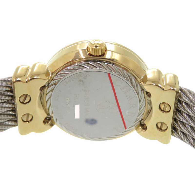 全新未使用夏利豪 (Charriol) 聖特羅佩 (Saint-Tropez) 12 件套鑲鑽不銹鋼腕錶,白色錶殼,金色錶盤,石英機芯,型號 0598 CHARRIOL-4