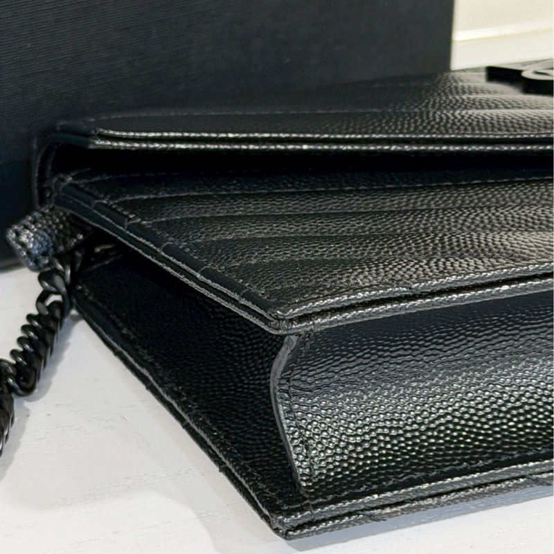 🈶購證99新🆕Ysl so black 魚子醬Woc信封包斜挎單肩包-12