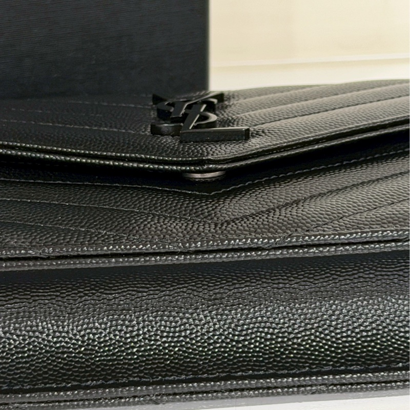 🈶購證99新🆕Ysl so black 魚子醬Woc信封包斜挎單肩包-15