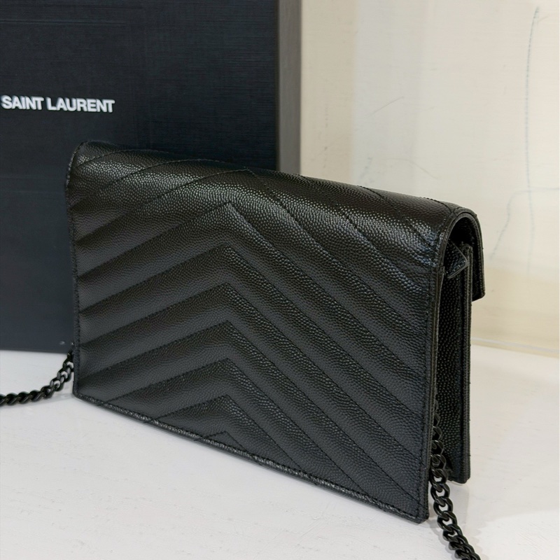 🈶購證99新🆕Ysl so black 魚子醬Woc信封包斜挎單肩包-16