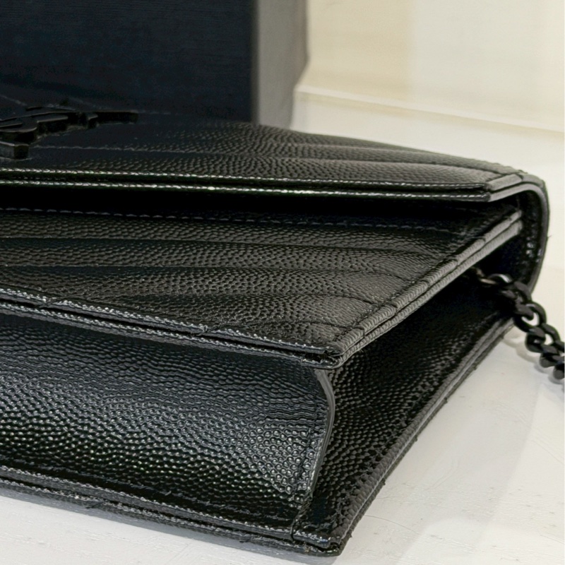 🈶購證99新🆕Ysl so black 魚子醬Woc信封包斜挎單肩包-17