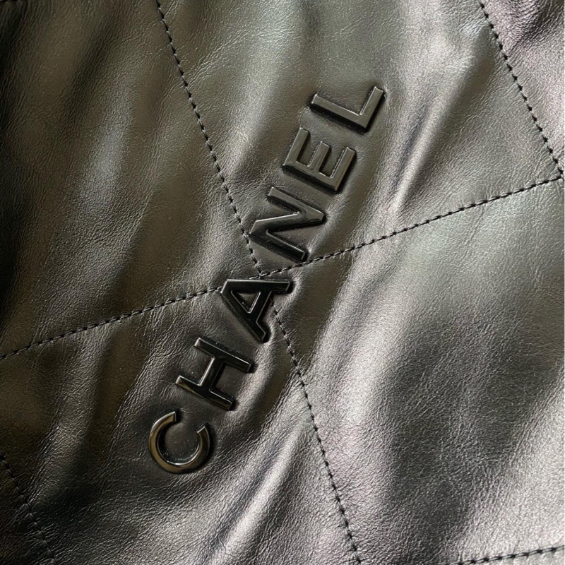 潮男女必備🕶️99新🆕Chanel香奈兒22bag中號so black全黑垃圾袋單肩手提包-11