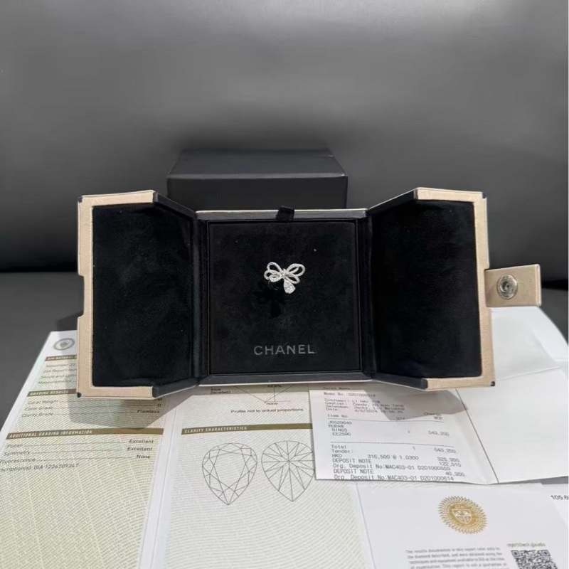 CHANEL香奈兒高級珠寶 Ruban 蝴蝶結1克拉滿鑽戒指49號，鑽石等級非常好，2024年購入-1