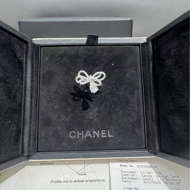 CHANEL香奈兒高級珠寶 Ruban 蝴蝶結1克拉滿鑽戒指49號，鑽石等級非常好，2024年購入-5