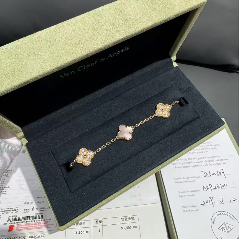 Vca梵克雅寶五十週年灰貝母鑲鑽五花手鍊 2019年購入-1