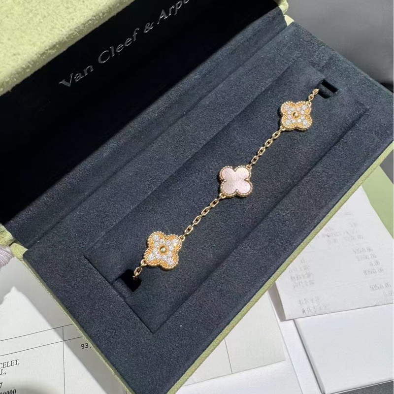 Vca梵克雅寶五十週年灰貝母鑲鑽五花手鍊 2019年購入-2