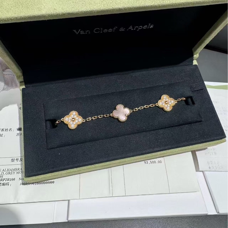 Vca梵克雅寶五十週年灰貝母鑲鑽五花手鍊 2019年購入-3