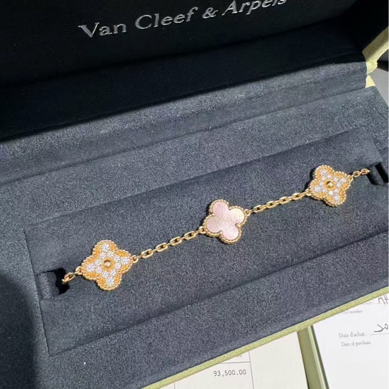 Vca梵克雅寶五十週年灰貝母鑲鑽五花手鍊 2019年購入-6