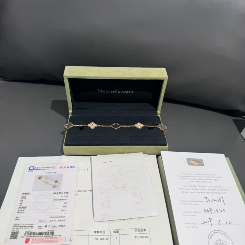 Vca梵克雅寶五十週年灰貝母鑲鑽五花手鍊 2019年購入-8