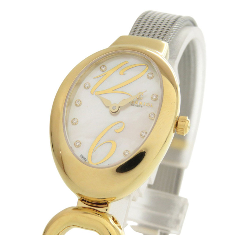 全新未使用 Charriol Marie Olga 10 鑽 MOY.570.002 不鏽鋼白色錶殼石英腕錶 0599 CHARRIOL-1