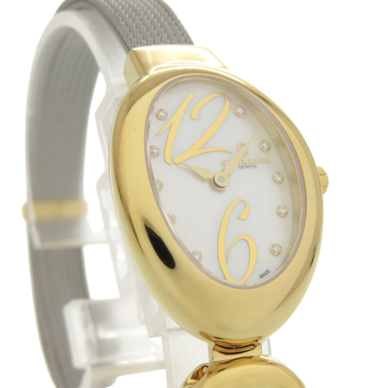 全新未使用 Charriol Marie Olga 10 鑽 MOY.570.002 不鏽鋼白色錶殼石英腕錶 0599 CHARRIOL-2