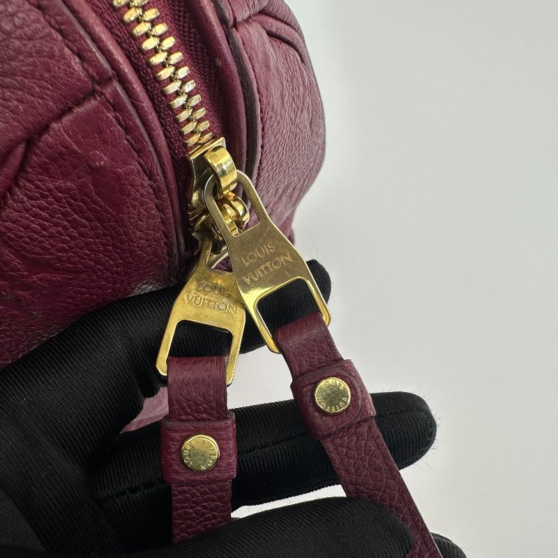 路易威登 Speedy 可拆式可調式肩帶，壓花字母圖案皮革肩背包/斜背包/手提包，酒紅色-4