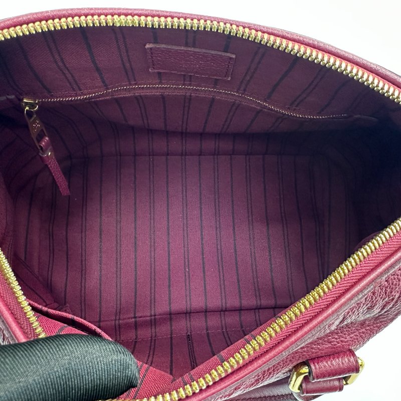 路易威登 Speedy 可拆式可調式肩帶，壓花字母圖案皮革肩背包/斜背包/手提包，酒紅色-7