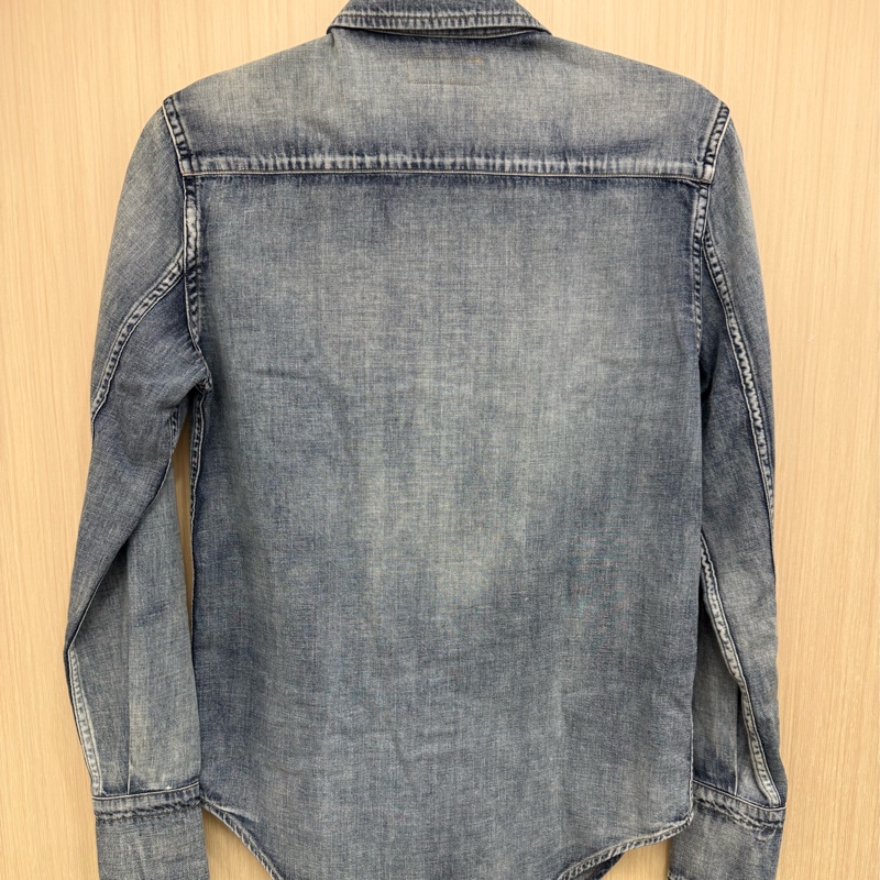 saint Laurent blue denim shirt with frill S 牛仔襯衫-1