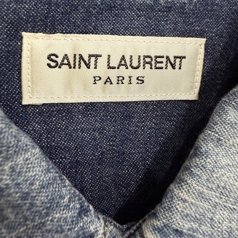 saint Laurent blue denim shirt with frill S 牛仔襯衫-2