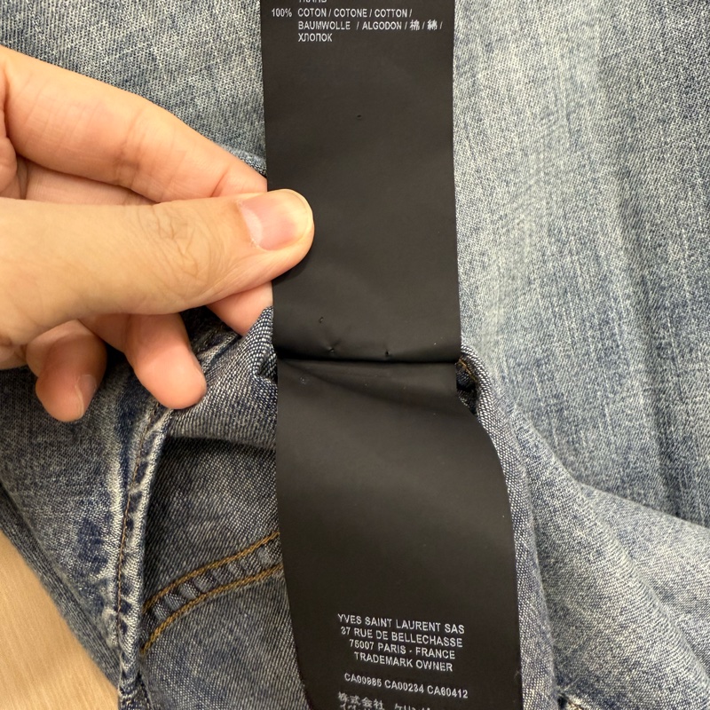 saint Laurent blue denim shirt with frill S 牛仔襯衫-4