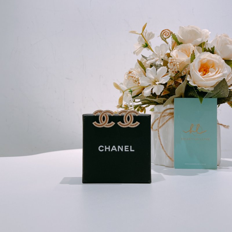 TW4532 Chanel 香奈兒 經典雙C耳環 Big CC Logo Earrings Enamel/Crystal x GHW-1