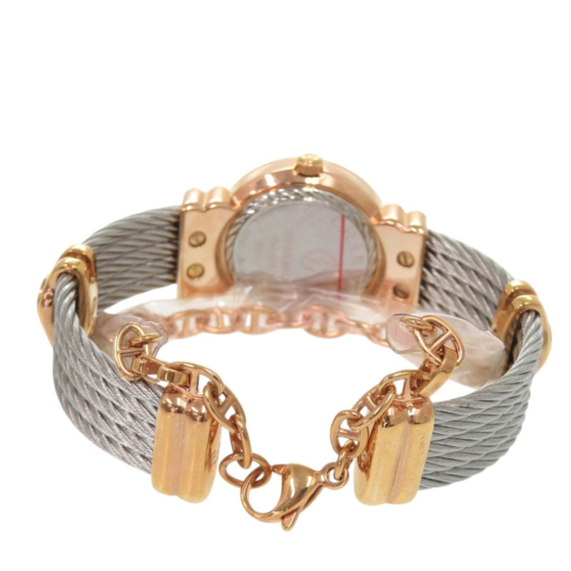 全新未使用 Charriol Saint-Tropez 028PI.540.556 不鏽鋼白色錶殼粉金錶盤石英腕錶 0600 CHARRIOL-3