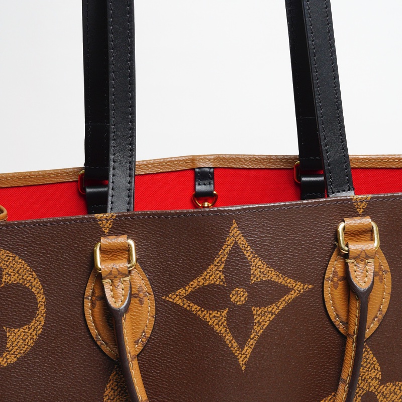 LOUIS VUITTON LV 路易威登 棕色 原花帆布 OnTheGo MM 兩用包-10