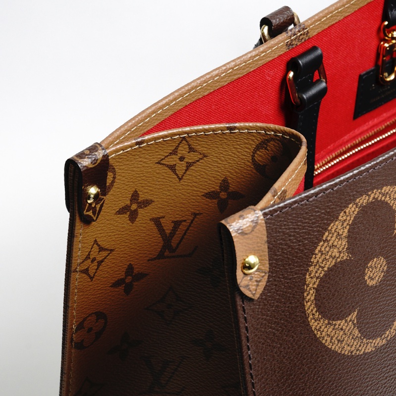 LOUIS VUITTON LV 路易威登 棕色 原花帆布 OnTheGo MM 兩用包-11