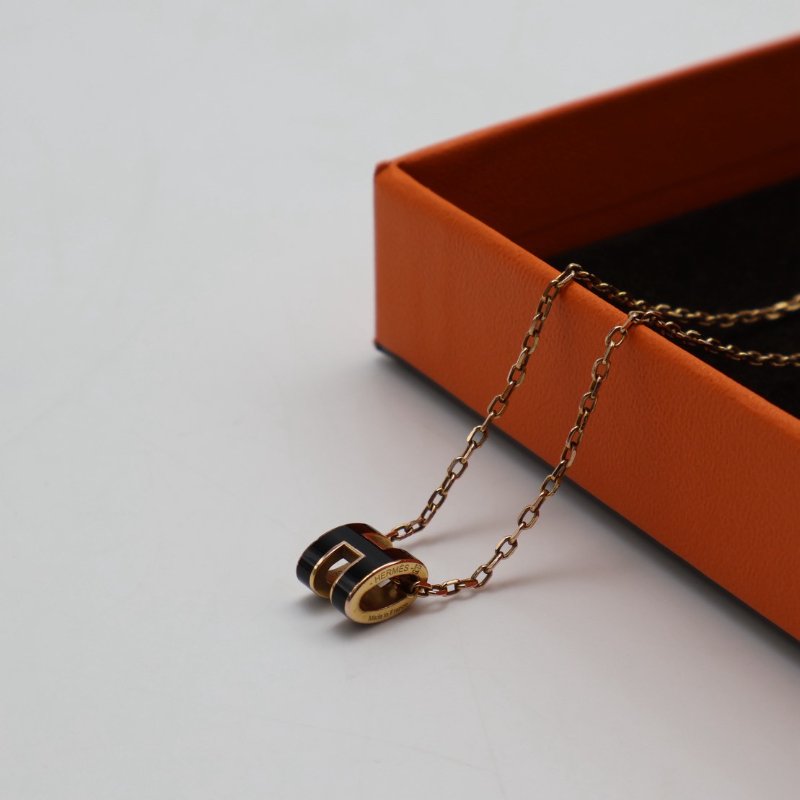 HERMES Mini pop H項鍊 - 黑金-4