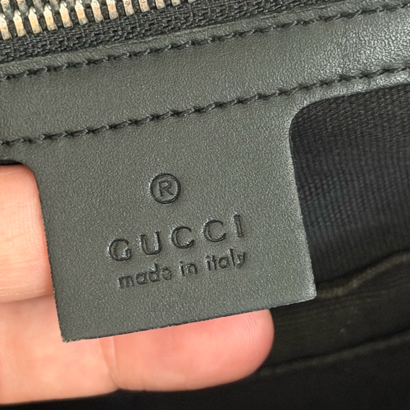 Gucci 經典老花條紋織帶手提/斜背公事包-7