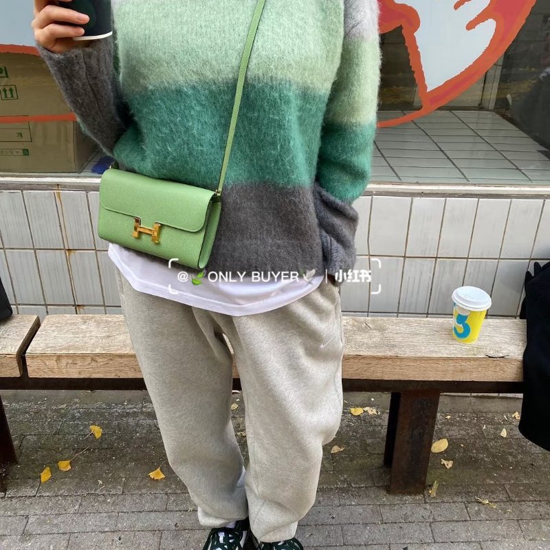 HERMES Constance to go - 牛油果綠金 Z-8