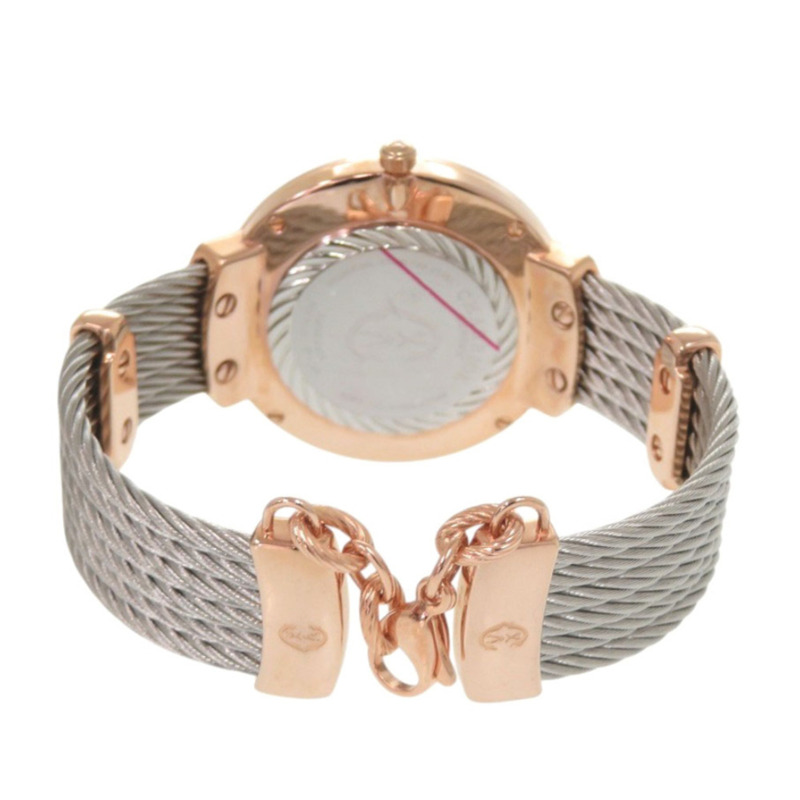 全新未使用 Charriol Saint-Tropez 不鏽鋼白色錶殼搭配粉金錶盤石英腕錶 0595 CHARRIOL-3