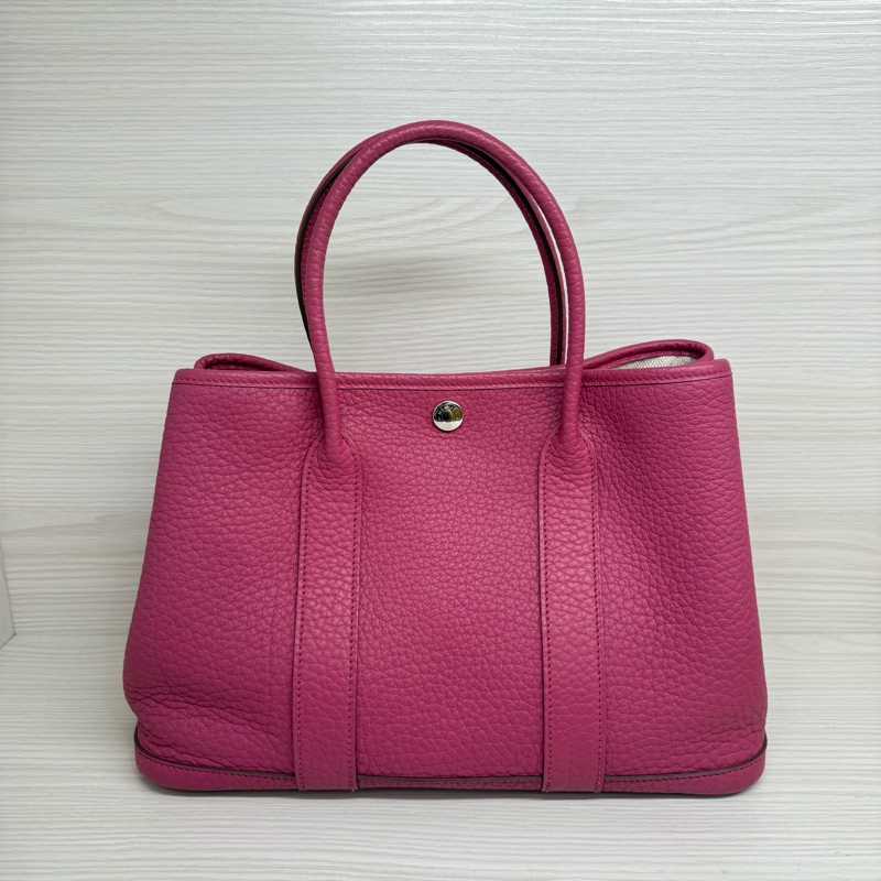 HERMES GARDEN PARTY30玫粉色銀釦/框P-0